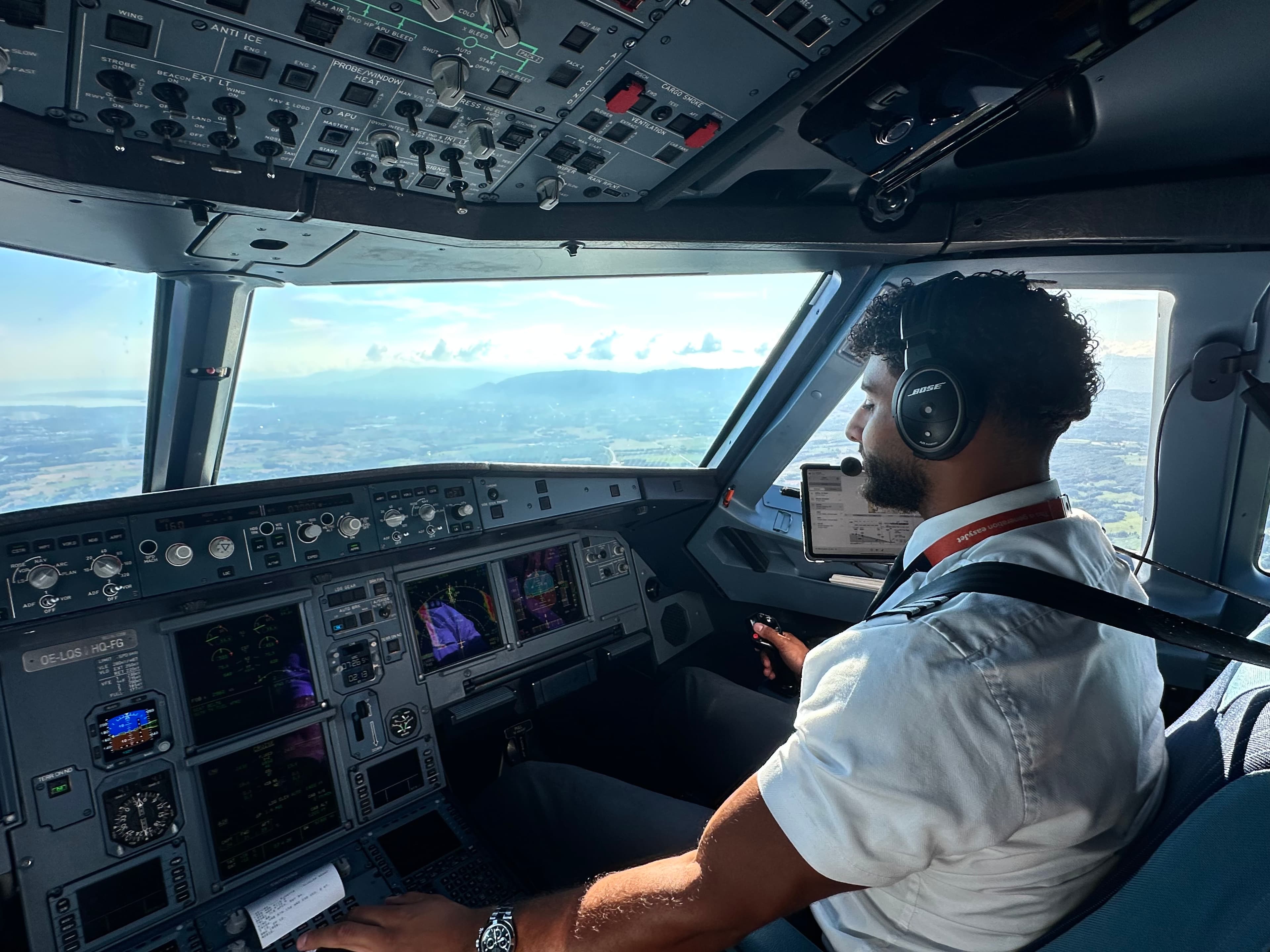 Ahmed in airplane cockpit